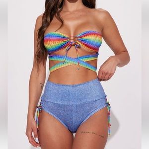 Rainbow dance bikini set